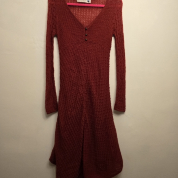 Sparrow Anthropology Dresses & Skirts - Elegant Red Long Sleeve Knit Dress